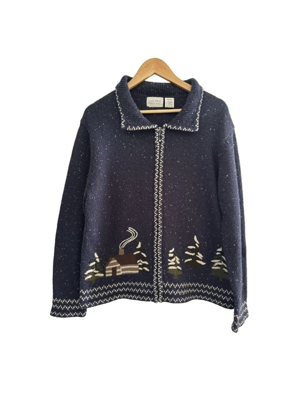 Vintage Knit Cabin Lodge Zip Cardigan Alpine Winter Sweater